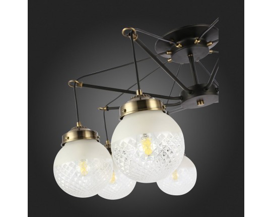 SLE110302-08 Светильник потолочный Черный, Бронза/Прозрачный, Белый E27 8*60W