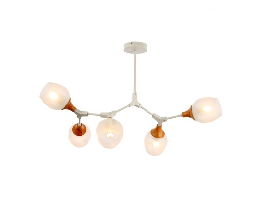 SLE113502-05 Светильник потолочный Белый, Светлое дерево/Белый E27 5*60W