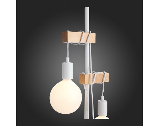 SL1142.505.01 Светильник напольный Белый, Светлое дерево E27 2*60W