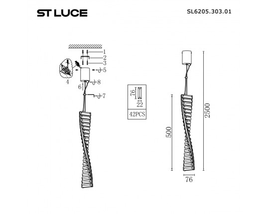 SL6205.303.01 Светильник подвесной ST-Luce Латунь/Прозрачный LED 1*11W 4000K