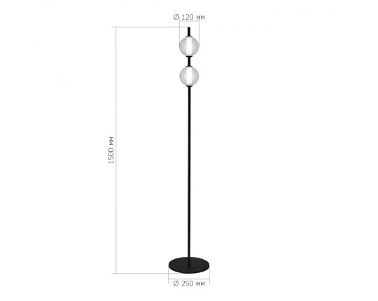 SL6120.405.01 Светильник напольный ST-Luce Черный/Прозрачное кракелированное стекло LED 2*8,5W 3000K