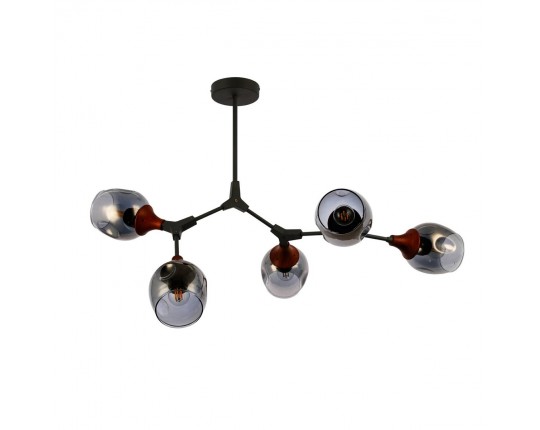 SLE113402-05 Светильник потолочный Серый, Темное дерево/Зеркальный E27 5*60W