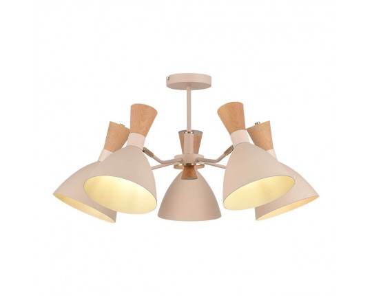 SLE1256-502-05 Светильник потолочный Бежевый/Бежевый, Светлое дерево, Золотистый E14 5*40W