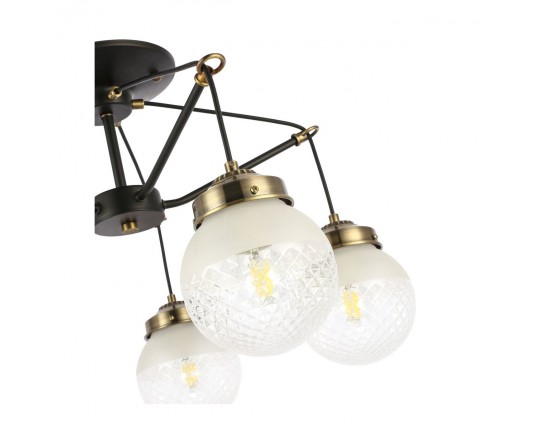 SLE110302-05 Светильник потолочный Черный, Бронза/Прозрачный, Белый E27 5*60W