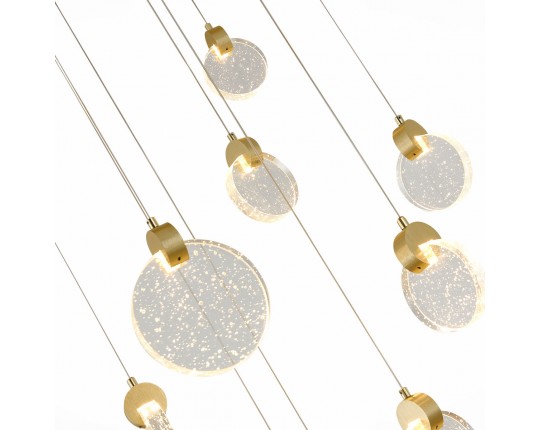 SL6104.203.09 Светильник подвесной ST-Luce Золотистый/Прозрачный,С пузырьками воздуха LED 9*3W 3000K