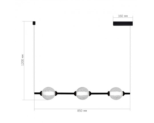 SL6120.403.03 Светильник подвесной ST-Luce Черный/Прозрачное кракелированное стекло LED 3*8,5W 3000K