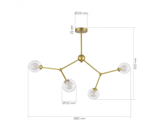 SLE1106-203-04 Светильник подвесной Золотистый/Прозрачный, Белый G9 LED 4*5W