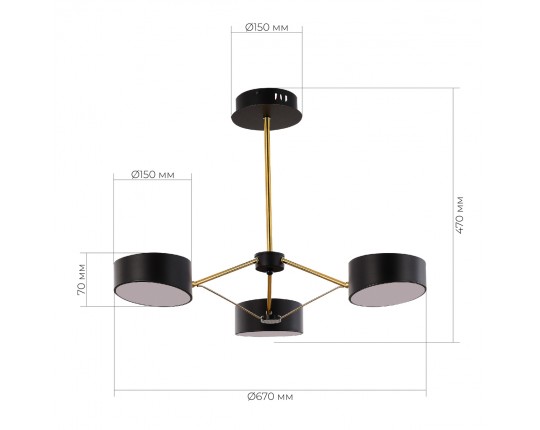 SLE6005-402-03 Светильник потолочный Черный, Золотистый/Черный LED 3*10W