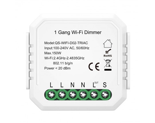 ST9000.500.01C WI-FI реле 1 канал,250W, IP20, L46xW46xH18, 230V, Белый