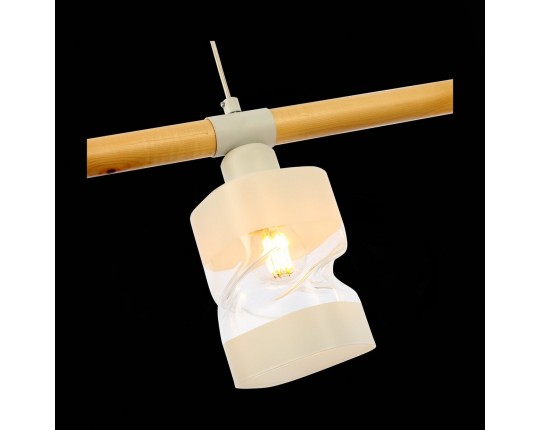 SLE114503-03 Светильник подвесной Белый, Светлое дерево/Белый, Прозрачный E27 3*60W