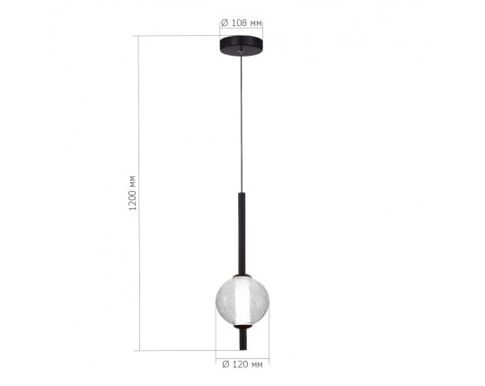 SL6120.403.01 Светильник подвесной ST-Luce Черный/Прозрачное кракелированное стекло LED 1*8,5W 3000K