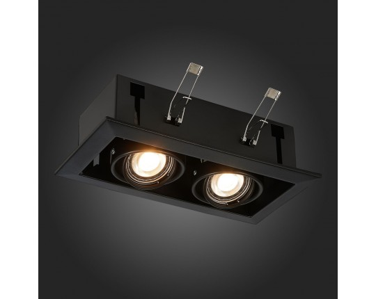 ST250.448.02 Св-к встр. Черный GU10 2*50W  L245xW126xH70 220V Без ламп