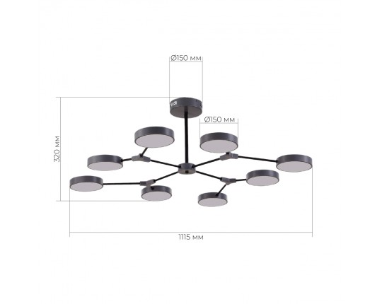 SLE6003-702-08 Светильник потолочный Серый,Черный/Серый LED 8*10W