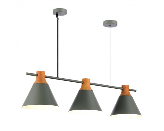 SLE125113-03 Светильник подвесной Серый/Серый, Светлое дерево E27 3*60W