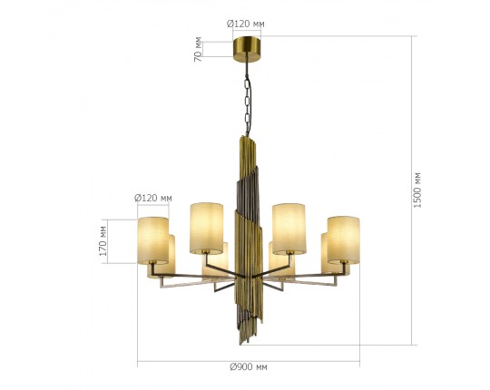 SL1638.303.08 Светильник подвесной ST-Luce Латунь/Серый E14 8*42W