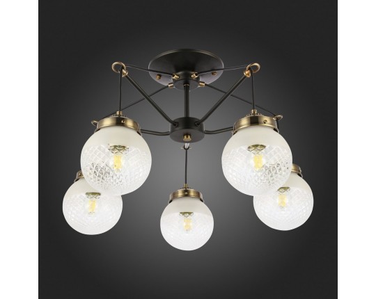 SLE110302-05 Светильник потолочный Черный, Бронза/Прозрачный, Белый E27 5*60W