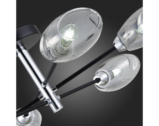 SLE155512-06 Светильник потолочный Черный, Хром/Дымчатый E14 6*40W