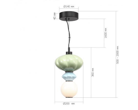 SL6134.403.01 Светильник подвесной ST-Luce черный/зелёный, синий, опаловый LED 1*8W 3000K