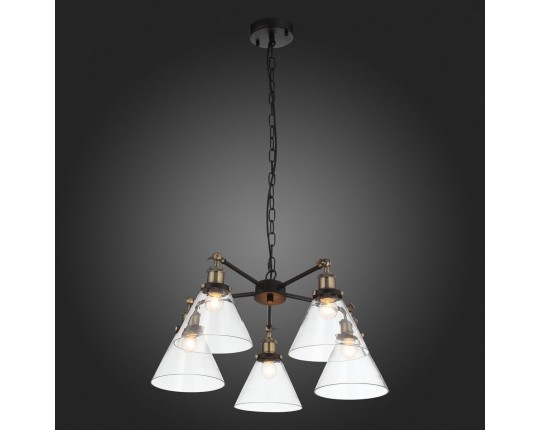 SL237.413.05 Люстра подвесная ST-Luce Черный, Матовое золото/Прозрачный E27 5*60W