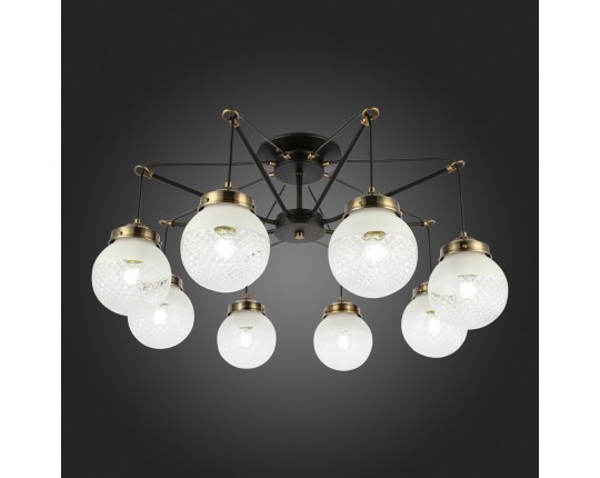 SLE110302-08 Светильник потолочный Черный, Бронза/Прозрачный, Белый E27 8*60W