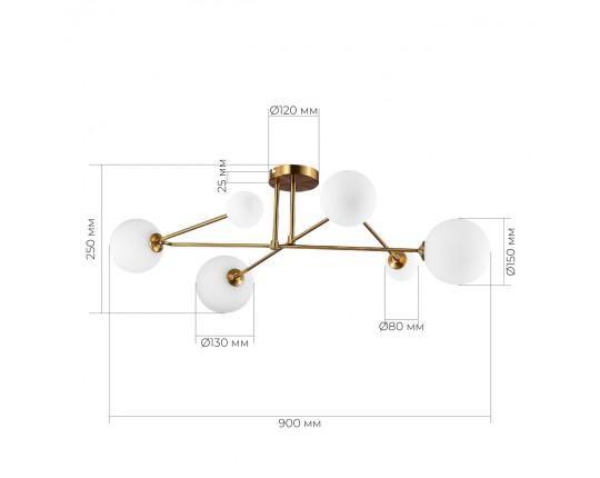 SLE2211-302-06 Светильник потолочный Латунь/Белый G9 LED 6*5W