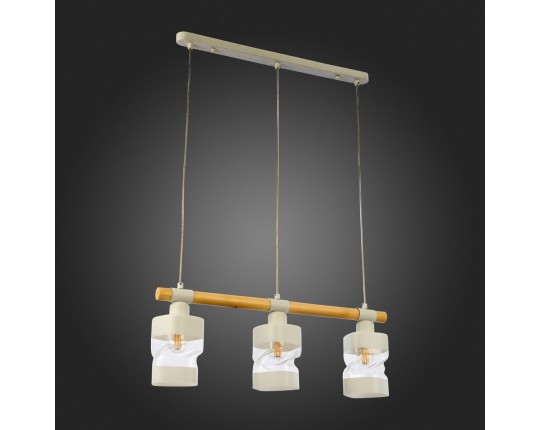 SLE114503-03 Светильник подвесной Белый, Светлое дерево/Белый, Прозрачный E27 3*60W