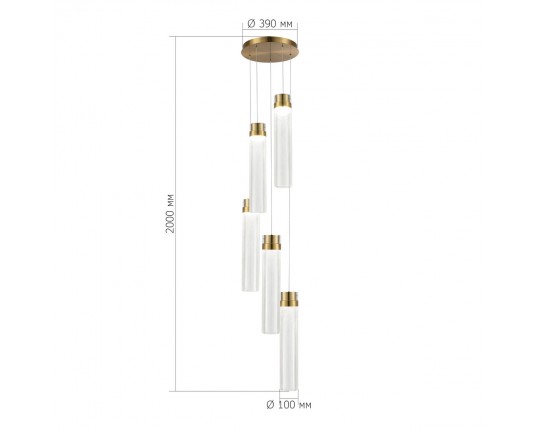 SL6236.303.05 Светильник подвесной ST-Luce Латунь/Прозрачный LED 5*12W 4000K