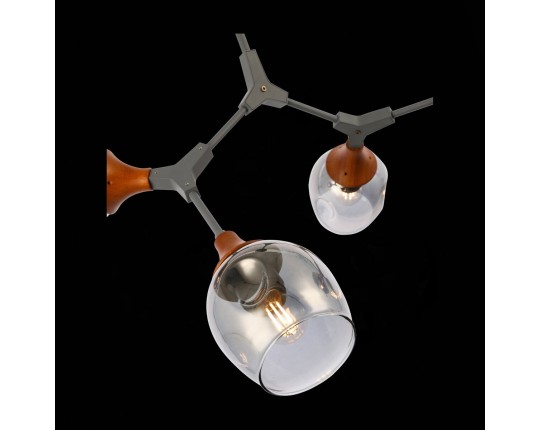 SLE113402-05 Светильник потолочный Серый, Темное дерево/Зеркальный E27 5*60W