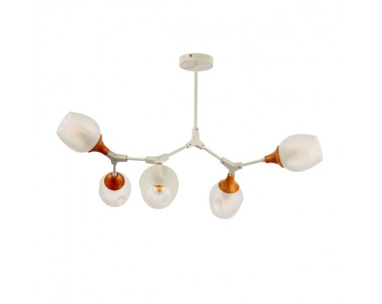 SLE113502-05 Светильник потолочный Белый, Светлое дерево/Белый E27 5*60W