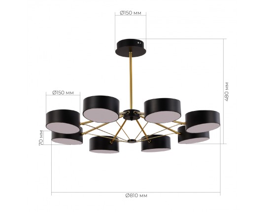 SLE6005-402-08 Светильник потолочный Черный, Золотистый/Черный LED 8*10W