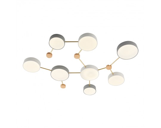 SLE600102-08 Светильник потолочный Золотистый, Светлое дерево/Белый, Серый LED 8*16,5W 4000K