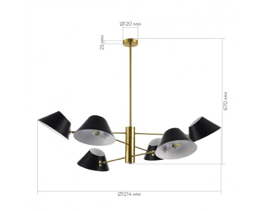 SLE1253-343-06 Светильник подвесной Латунь/Черный, Белый E14 6*60W