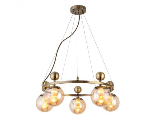 SLE106303-05 Светильник подвесной Бронзовый/Прозрачный, Янтарный E27 5*60W