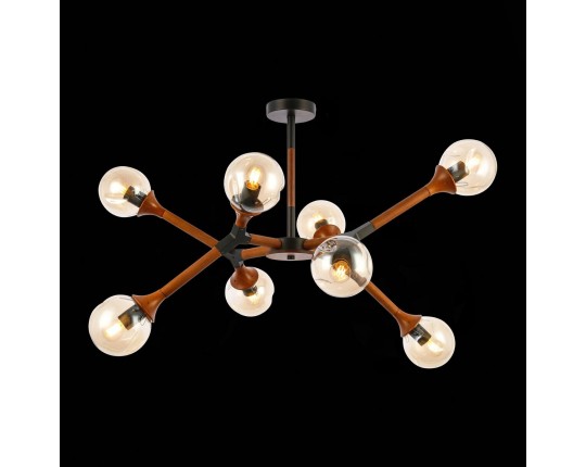 SLE109402-08 Светильник потолочный Черный, Темное дерево/Прозрачный, Янтарный E27 8*60W