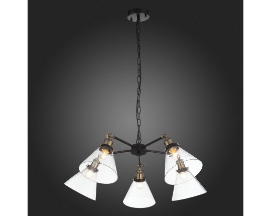 SL237.413.05 Люстра подвесная ST-Luce Черный, Матовое золото/Прозрачный E27 5*60W