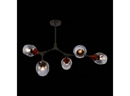 SLE113402-05 Светильник потолочный Серый, Темное дерево/Зеркальный E27 5*60W