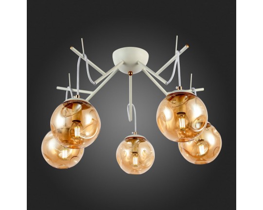 SLE110202-05 Светильник потолочный Белый/Янтарный E14 5*40W
