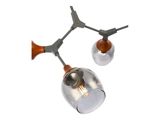 SLE113402-05 Светильник потолочный Серый, Темное дерево/Зеркальный E27 5*60W