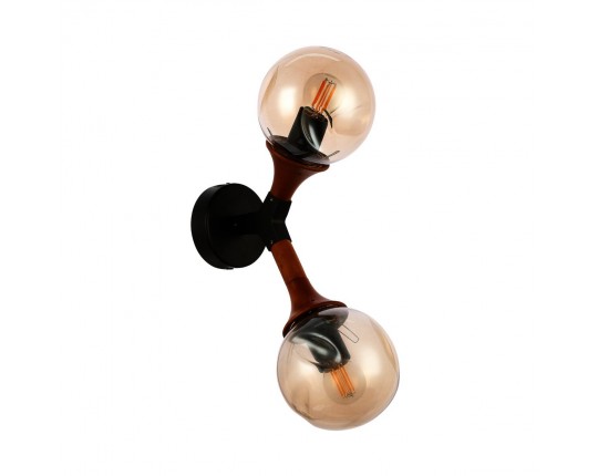 SLE109401-01 Светильник настенный Черный, Темное дерево/Прозрачный, Янтарный E27 2*60W