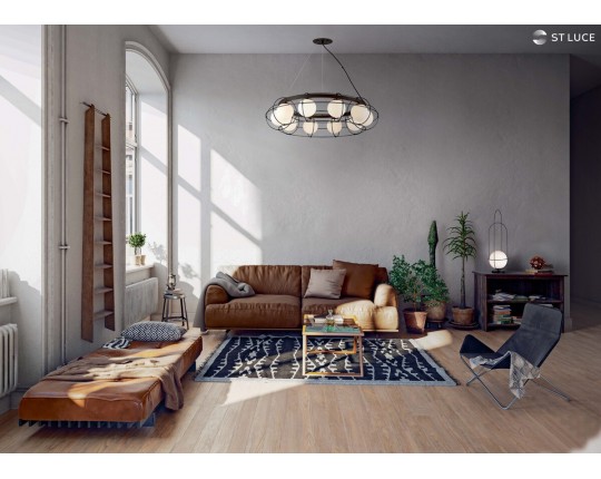 SL1189.403.10 Люстра подвесная ST-Luce Черный/Опал G9 10*5W