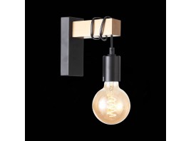 SL1142.401.01 Светильник настенный Черный, Светлое дерево E27 1*60W