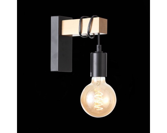 SL1142.401.01 Светильник настенный Черный, Светлое дерево E27 1*60W