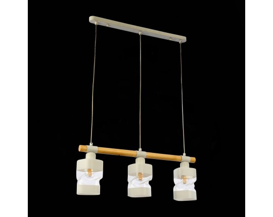 SLE114503-03 Светильник подвесной Белый, Светлое дерево/Белый, Прозрачный E27 3*60W