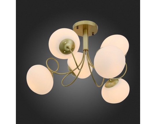 SL717.202.06 Светильник потолочный Золотистый/Белый E27 6*40W