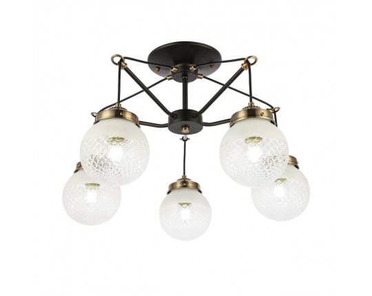 SLE110302-05 Светильник потолочный Черный, Бронза/Прозрачный, Белый E27 5*60W