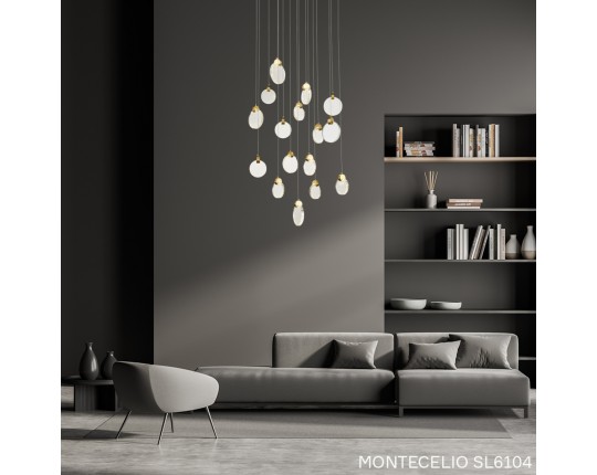 SL6104.203.06 Светильник подвесной ST-Luce Золотистый/Прозрачный,С пузырьками воздуха LED 6*3W 3000K