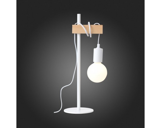 SL1142.504.01 Прикроватная лампа Белый, Светлое дерево E27 1*60W