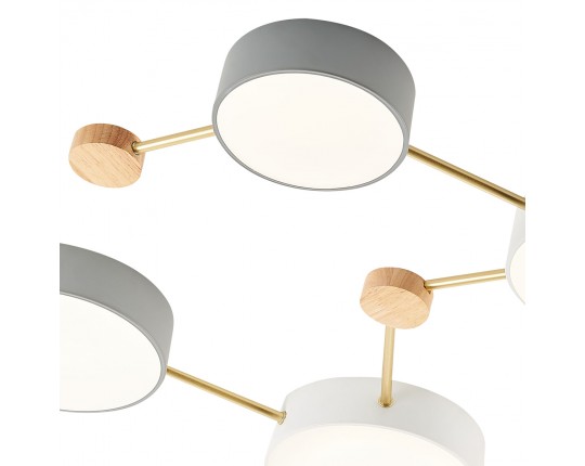 SLE600102-08 Светильник потолочный Золотистый, Светлое дерево/Белый, Серый LED 8*16,5W 4000K