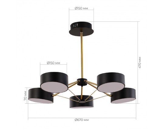 SLE6005-402-05 Светильник потолочный Черный, Золотистый/Черный LED 5*10W
