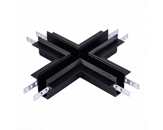 ST007.400.12 Коннектор X-оБразный для встраиваемого магнитного шинопровода под ГКЛ 12мм ST-Luce Черн